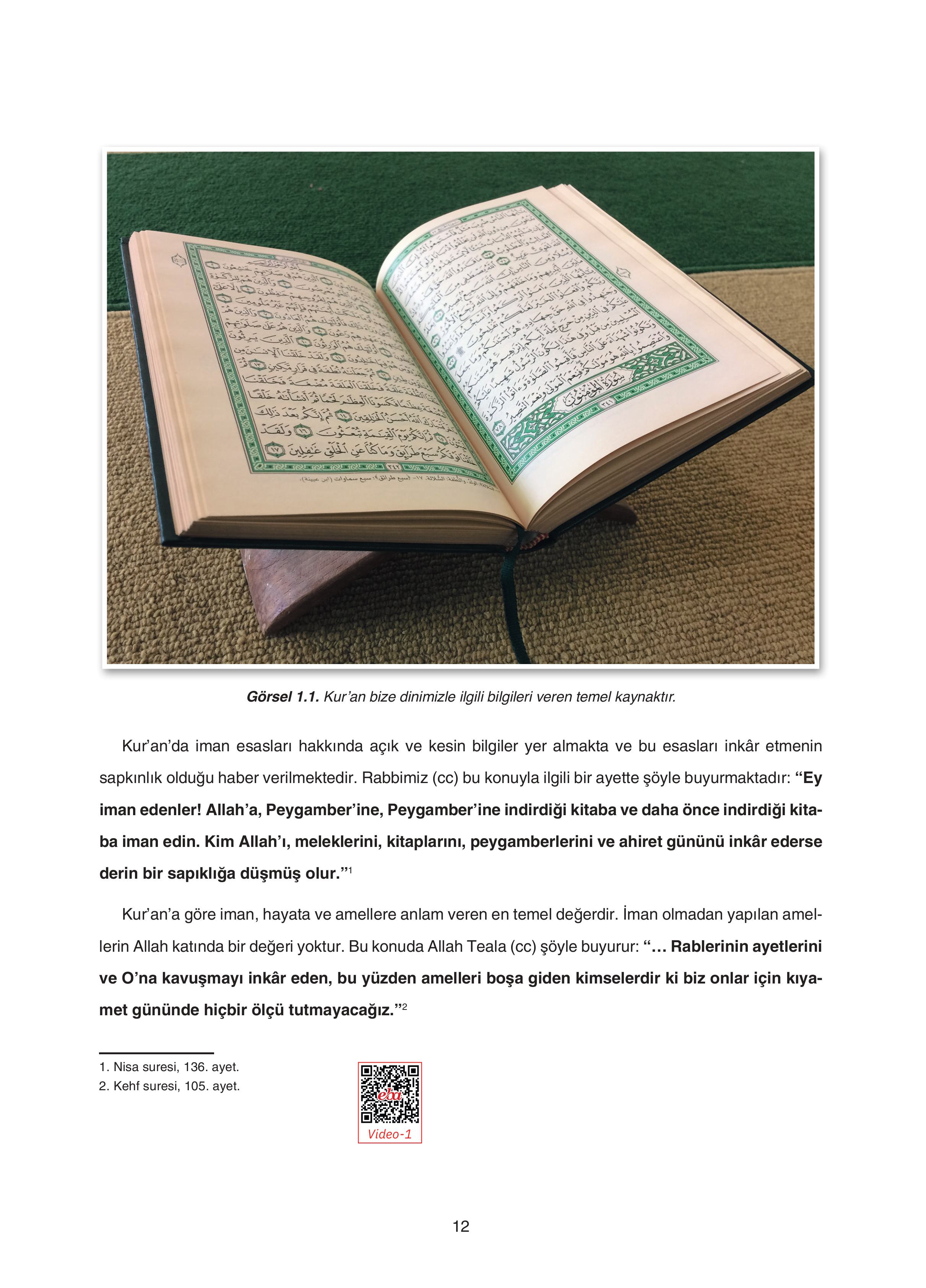 7. Sınıf Sdr Yayıncılık Kuran-ı Kerim Ders Kitabı Sayfa 12 Cevapları