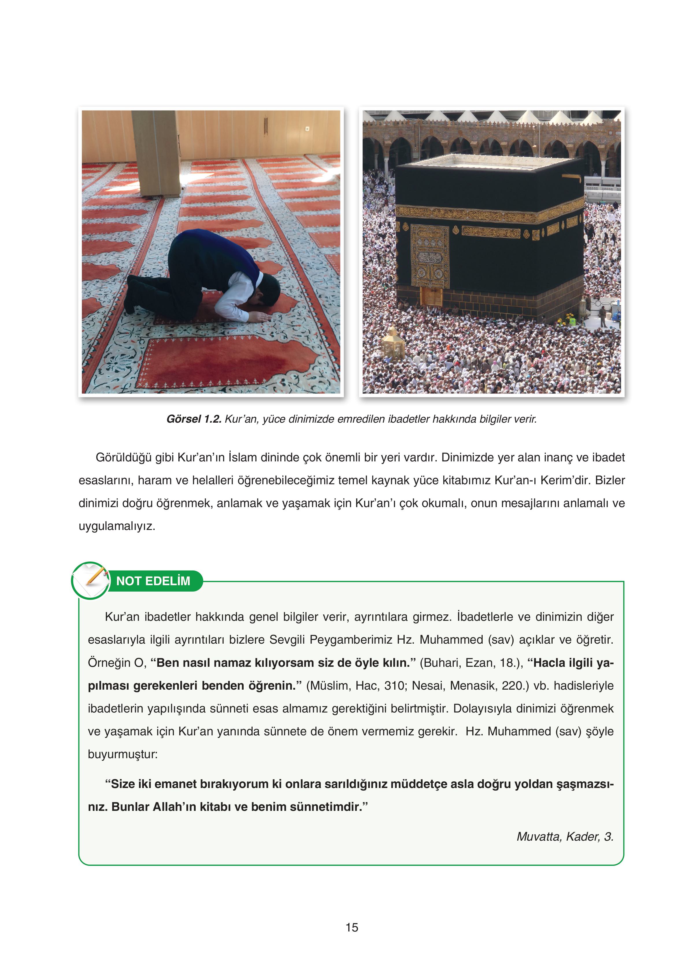 7. Sınıf Sdr Yayıncılık Kuran-ı Kerim Ders Kitabı Sayfa 15 Cevapları