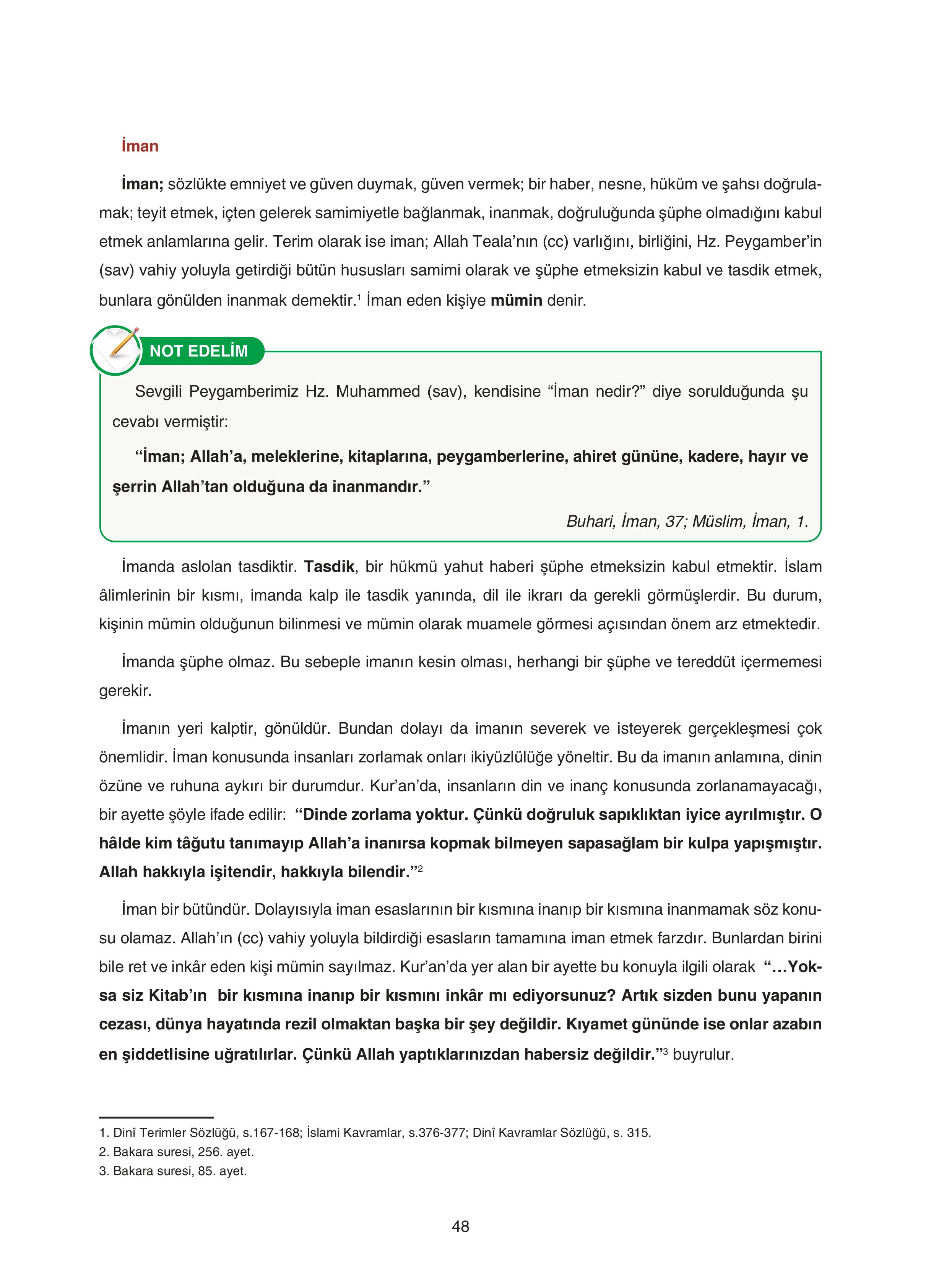 7. Sınıf Sdr Yayıncılık Kuran-ı Kerim Ders Kitabı Sayfa 48 Cevapları