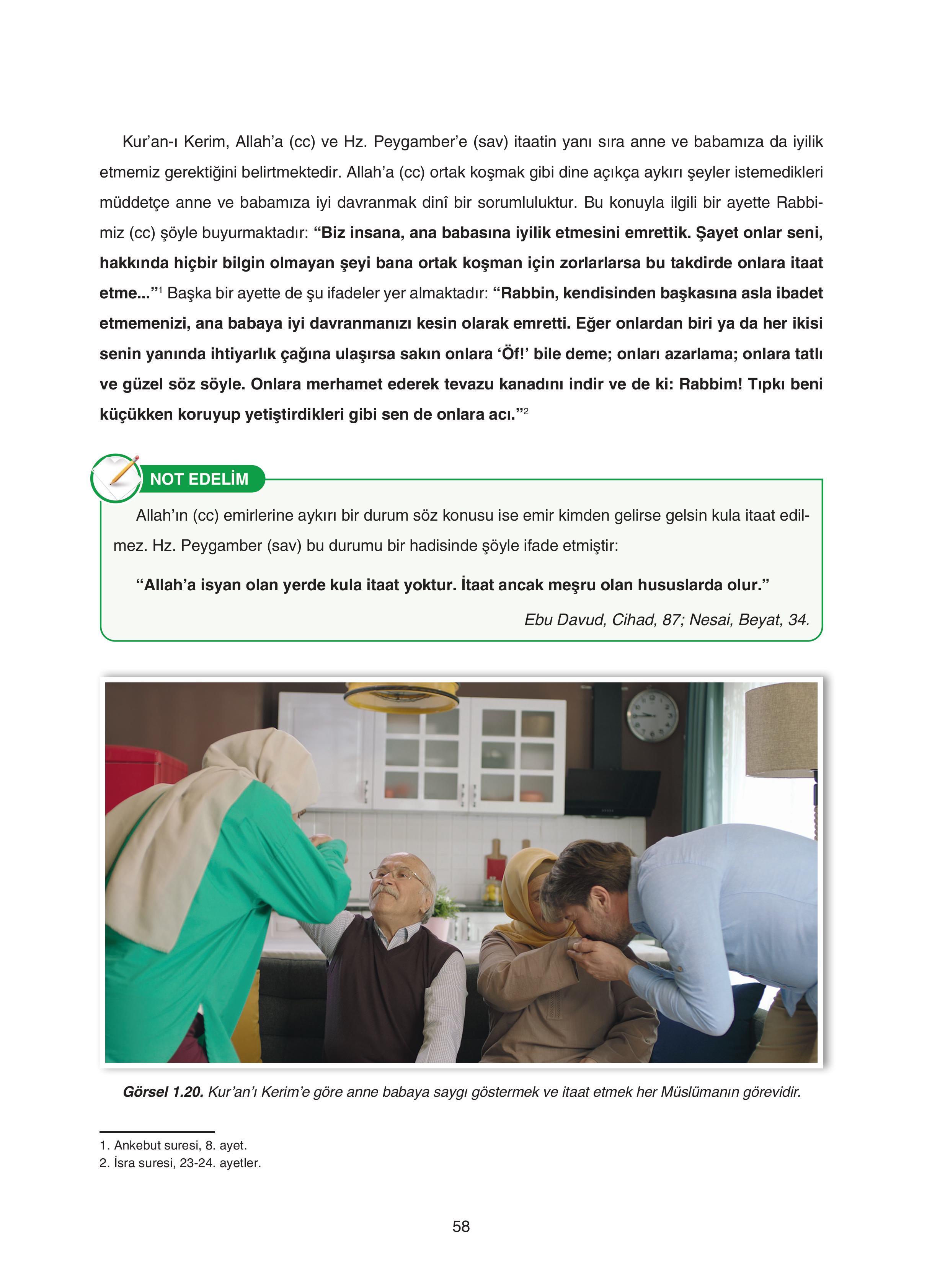 7. Sınıf Sdr Yayıncılık Kuran-ı Kerim Ders Kitabı Sayfa 58 Cevapları