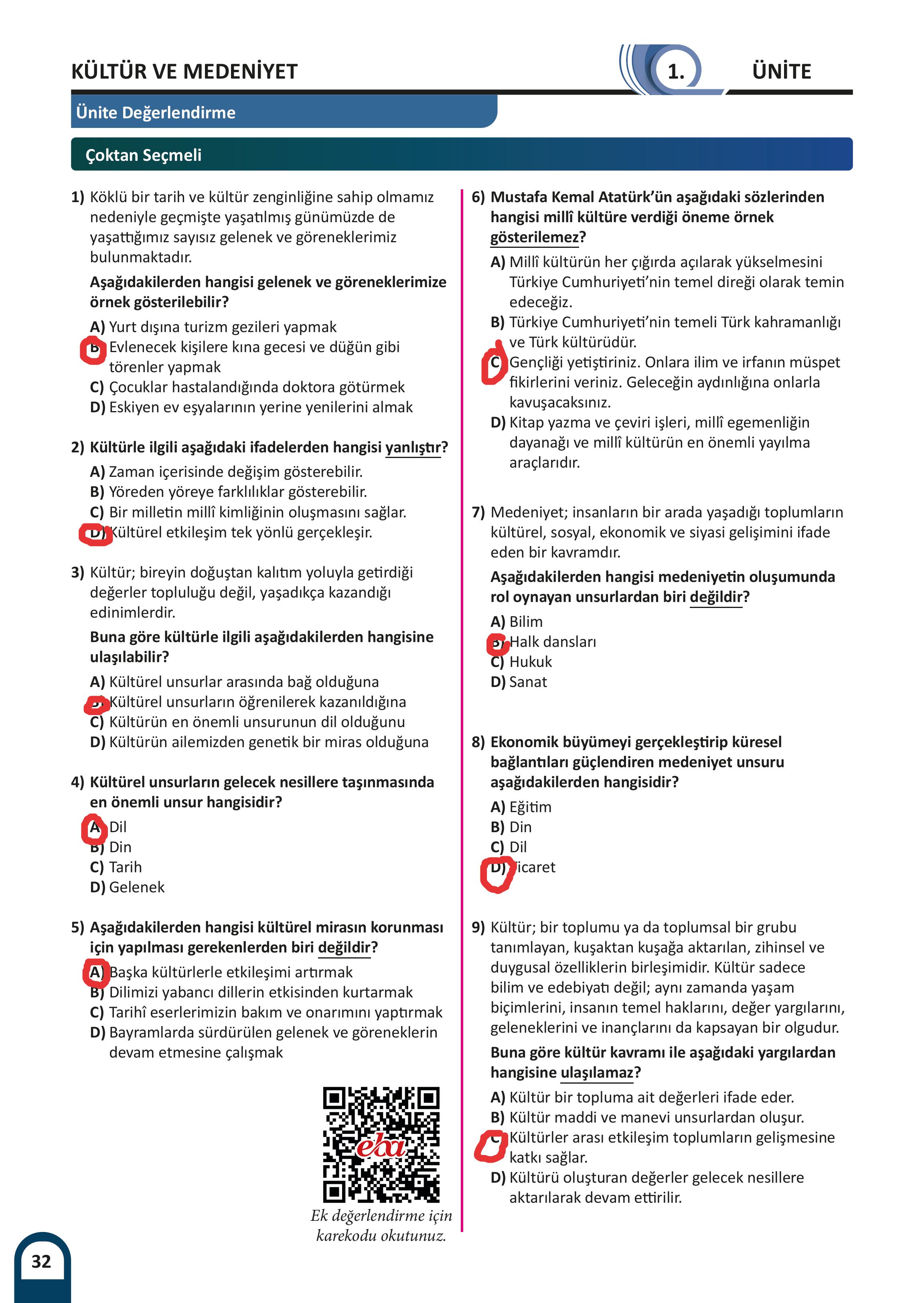 8. Sınıf Meb Yayınları Kültür Ve Medeniyetimize Yön Verenler Ders Kitabı 1. Kitap Sayfa 33 Cevapları