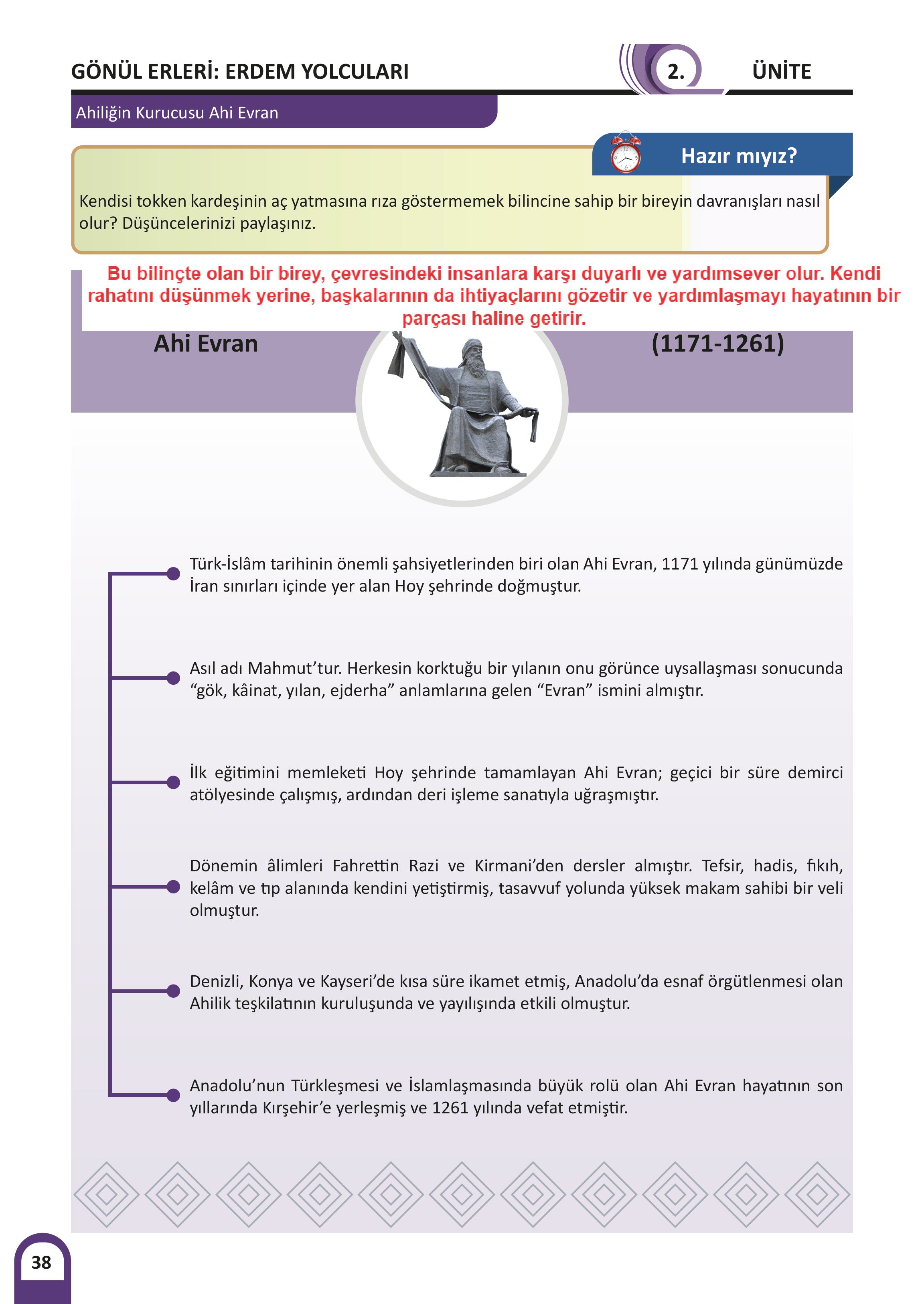 8. Sınıf Meb Yayınları Kültür Ve Medeniyetimize Yön Verenler Ders Kitabı 1. Kitap Sayfa 39 Cevapları