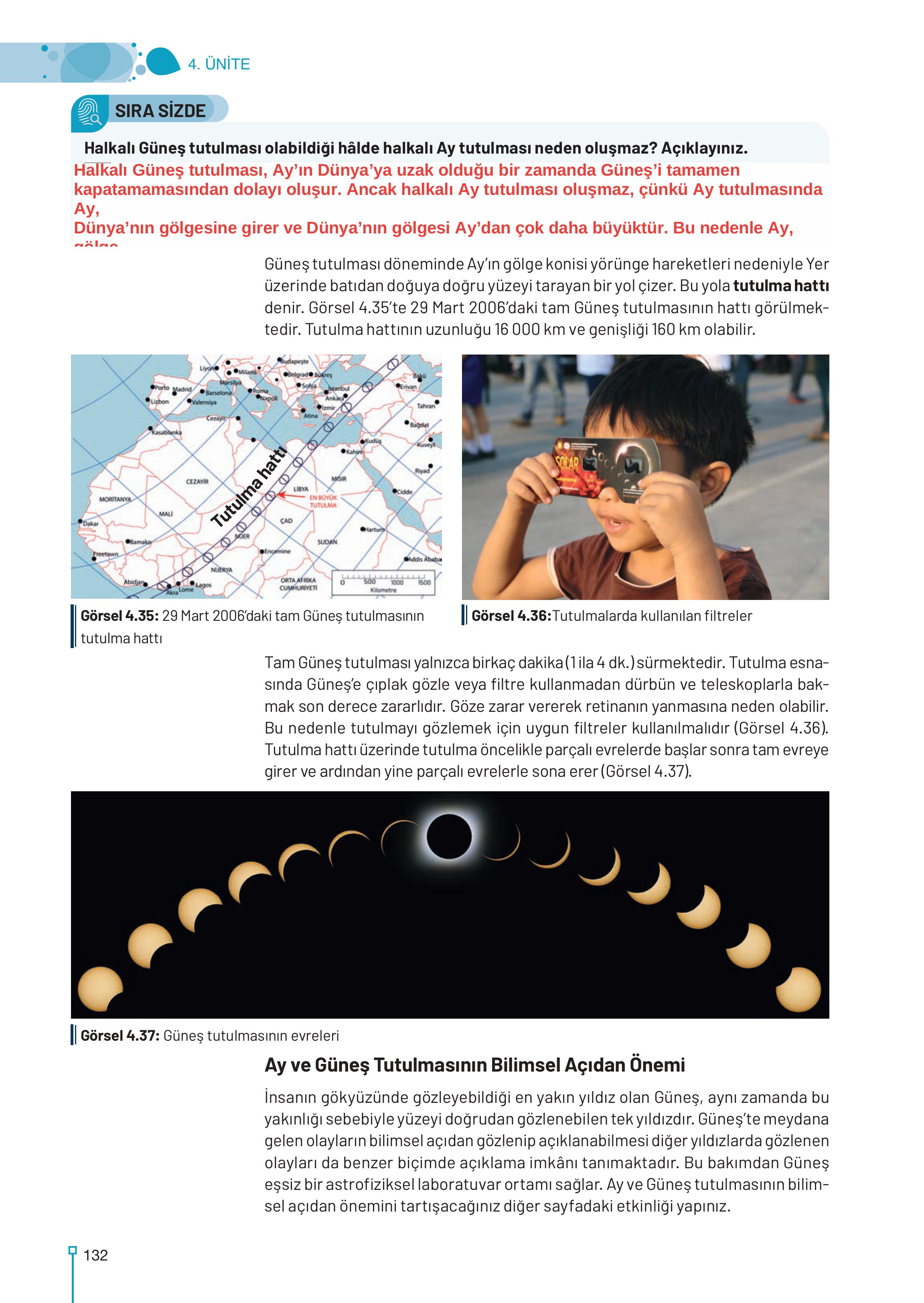 9-10-11-12. Sınıf Meb Yayınları Astronomi Ve Uzay Bilimleri Ders Kitabı Sayfa 132 Cevapları