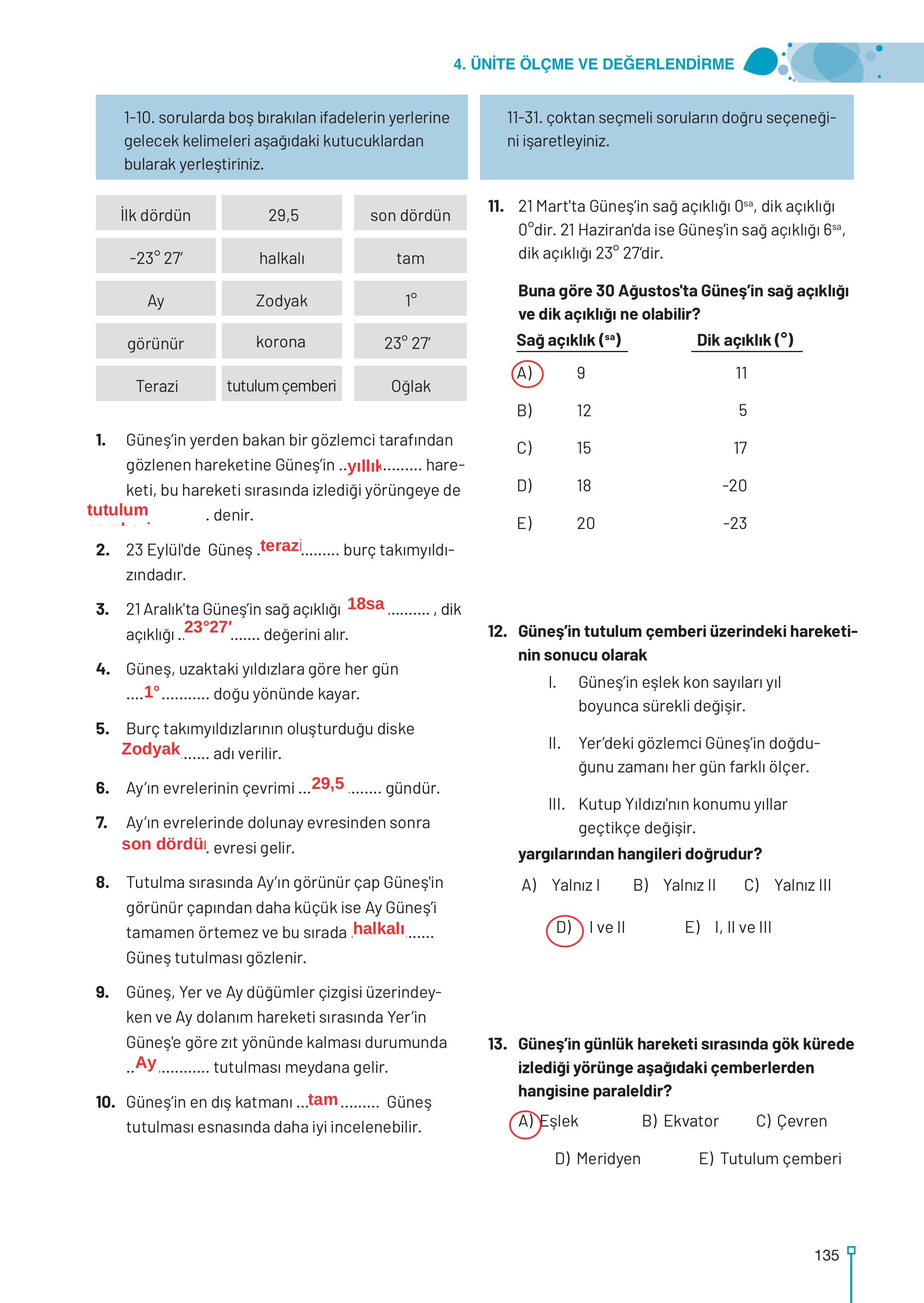 9-10-11-12. Sınıf Meb Yayınları Astronomi Ve Uzay Bilimleri Ders Kitabı Sayfa 135 Cevapları 9-10-11-12. Sınıf Meb Yayınları Astronomi Ve Uzay Bilimleri Ders Kitabı Sayfa 135 Cevapları