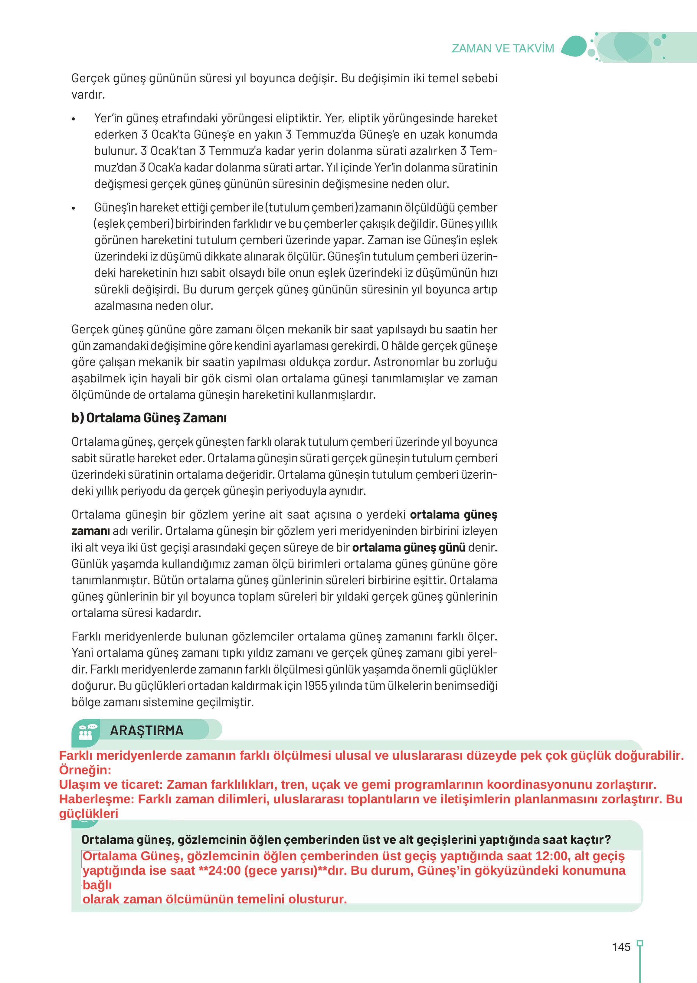 9-10-11-12. Sınıf Meb Yayınları Astronomi Ve Uzay Bilimleri Ders Kitabı Sayfa 145 Cevapları