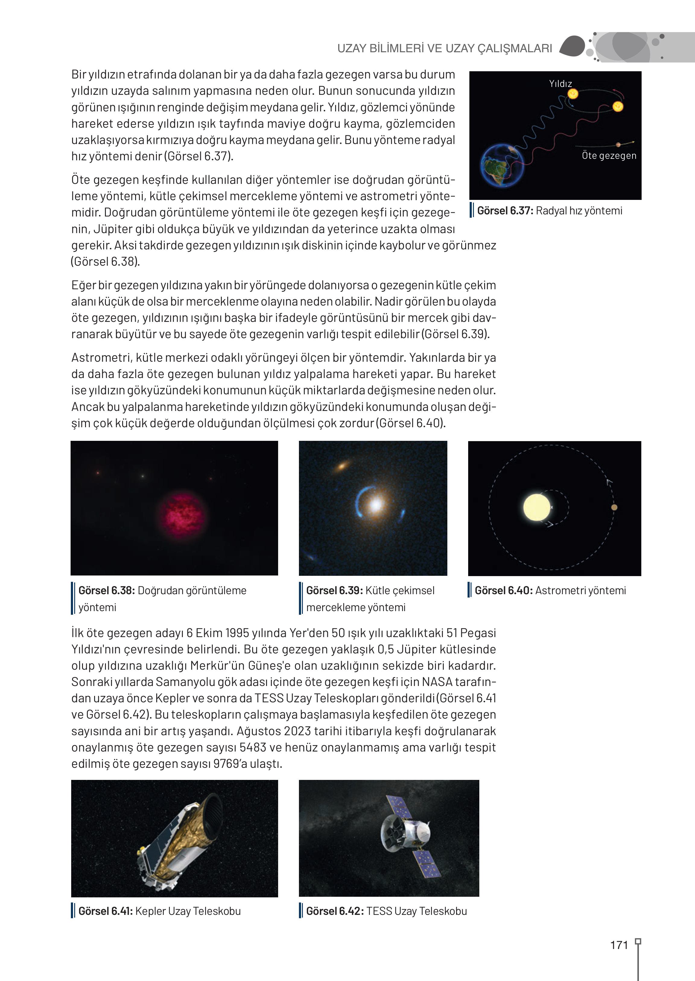 9-10-11-12. Sınıf Meb Yayınları Astronomi Ve Uzay Bilimleri Ders Kitabı Sayfa 171 Cevapları