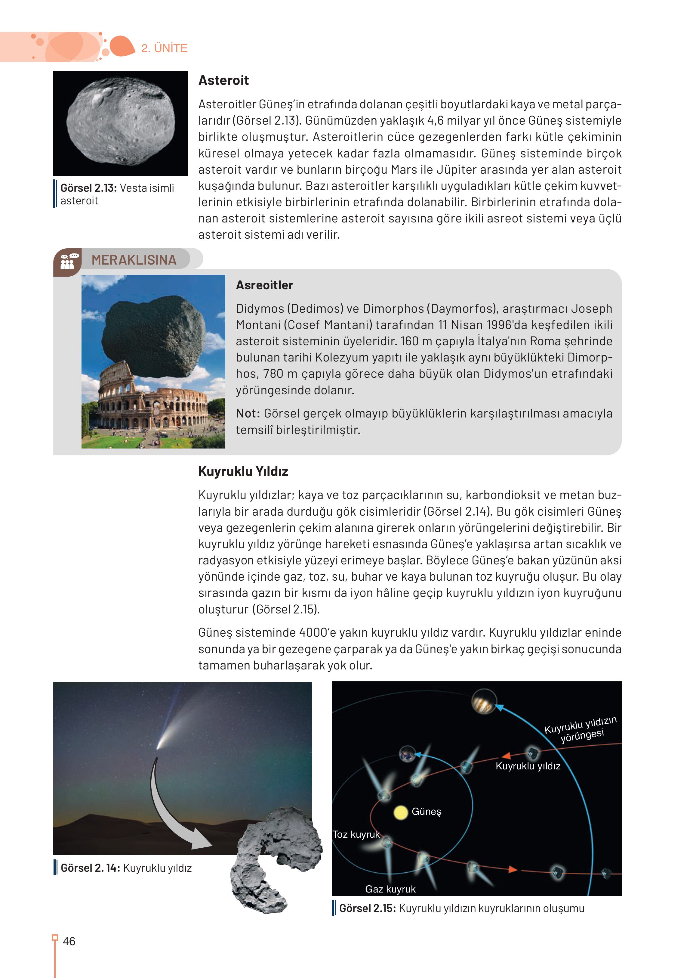 9-10-11-12. Sınıf Meb Yayınları Astronomi Ve Uzay Bilimleri Ders Kitabı Sayfa 46 Cevapları