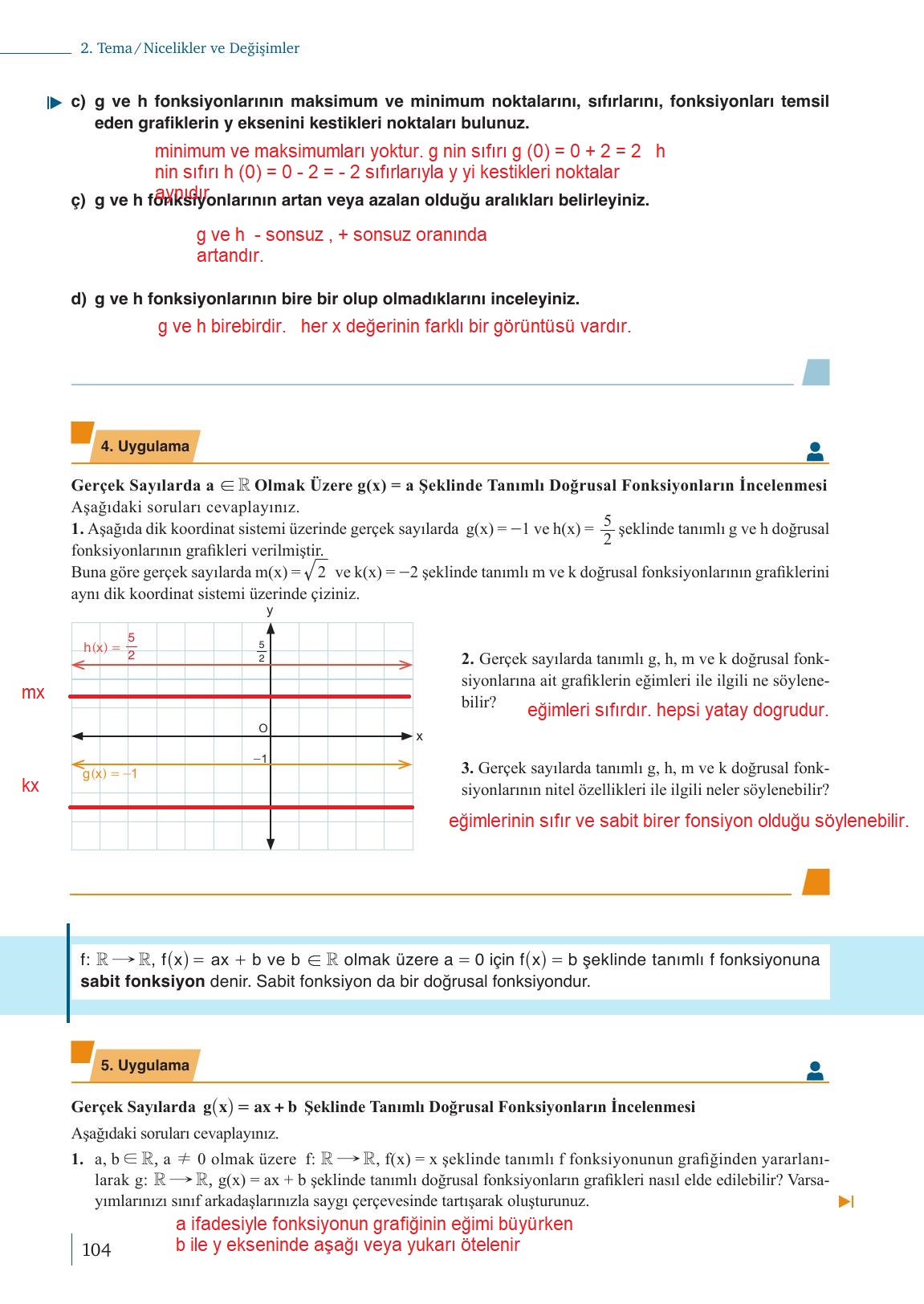 9. Sınıf Meb Yayınları Matematik Ders Kitabı 1. Kitap Sayfa 104 Cevapları