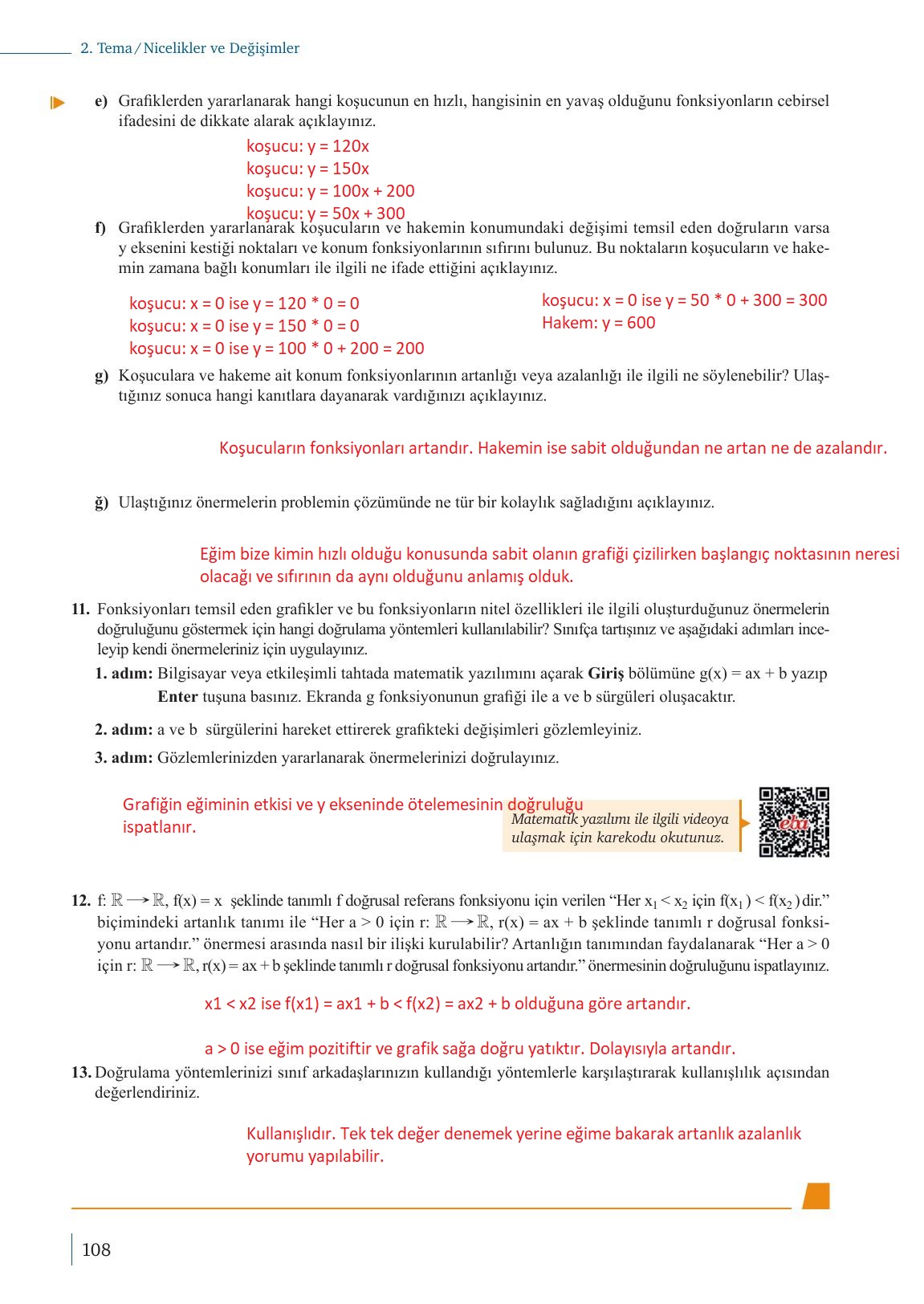 9. Sınıf Meb Yayınları Matematik Ders Kitabı 1. Kitap Sayfa 108 Cevapları
