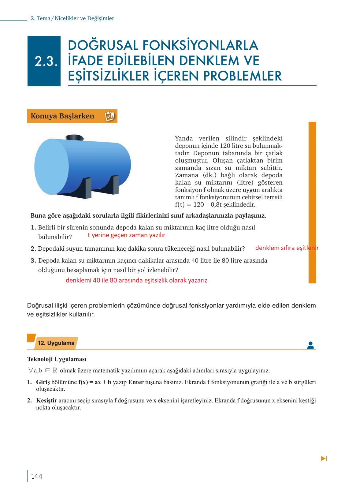 9. Sınıf Meb Yayınları Matematik Ders Kitabı 1. Kitap Sayfa 144 Cevapları
