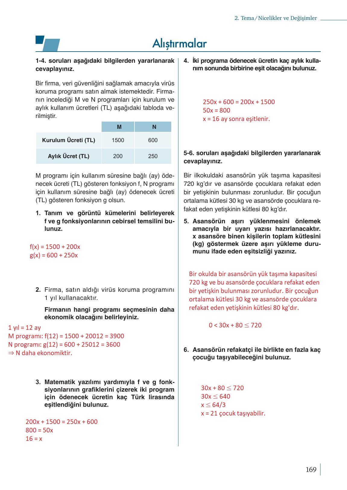 9. Sınıf Meb Yayınları Matematik Ders Kitabı 1. Kitap Sayfa 169 Cevapları