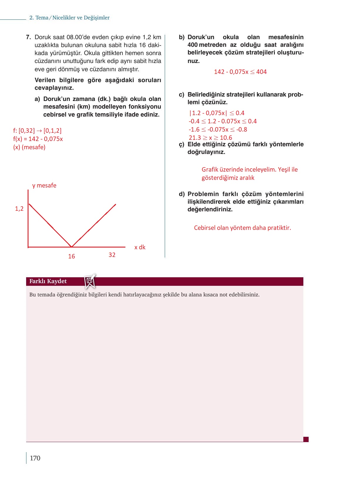 9. Sınıf Meb Yayınları Matematik Ders Kitabı 1. Kitap Sayfa 170 Cevapları
