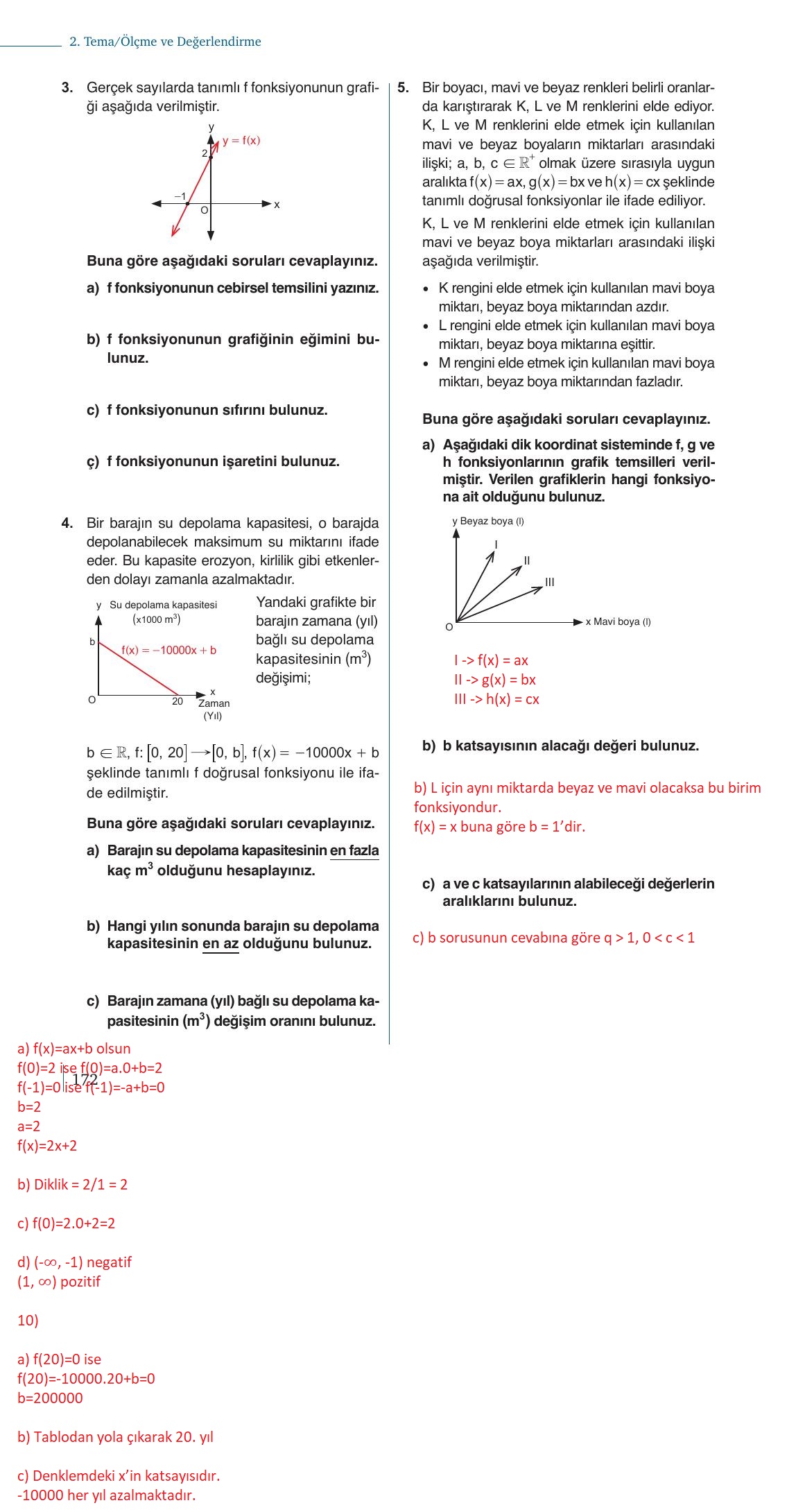 9. Sınıf Meb Yayınları Matematik Ders Kitabı 1. Kitap Sayfa 172 Cevapları