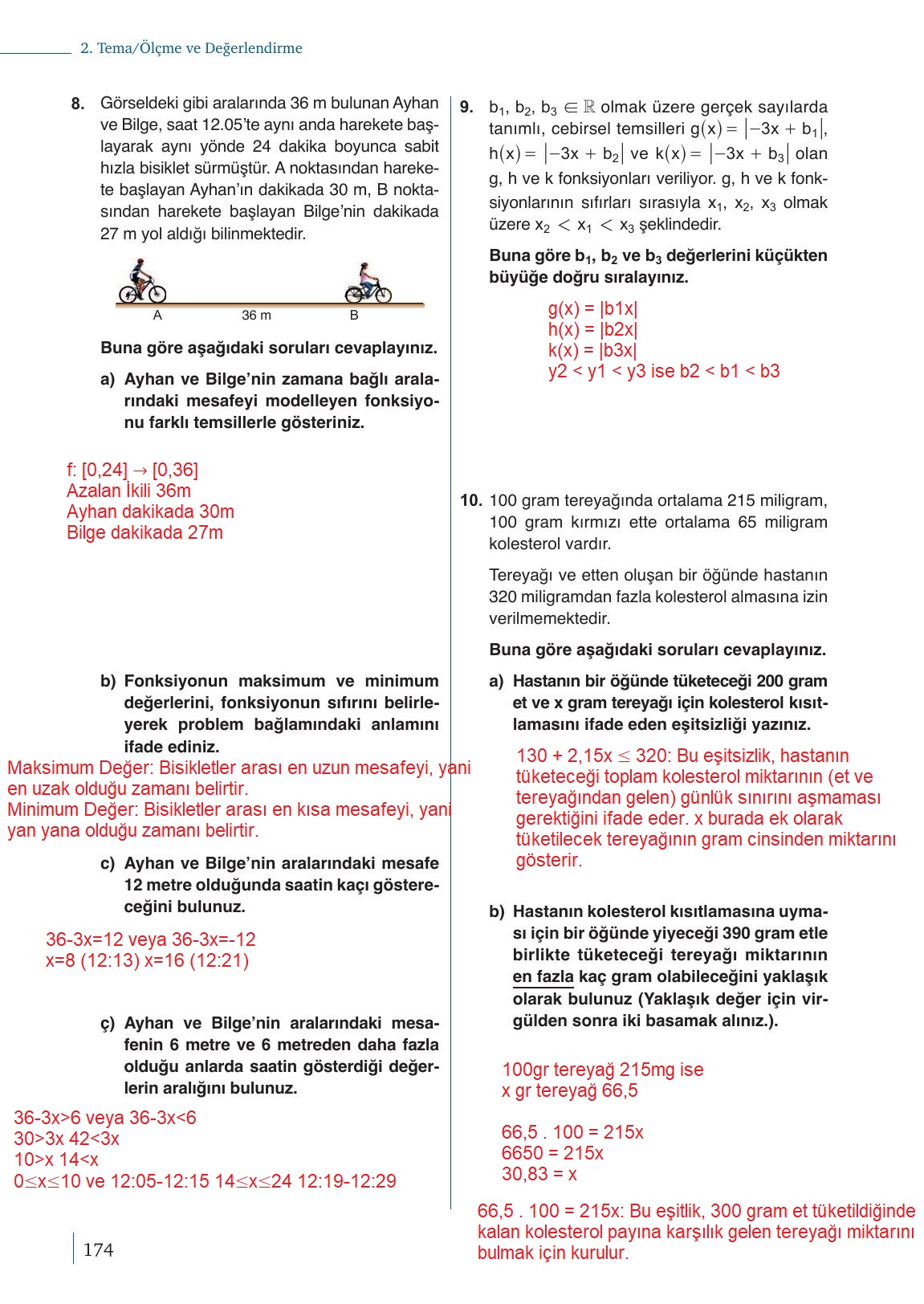 9. Sınıf Meb Yayınları Matematik Ders Kitabı 1. Kitap Sayfa 174 Cevapları