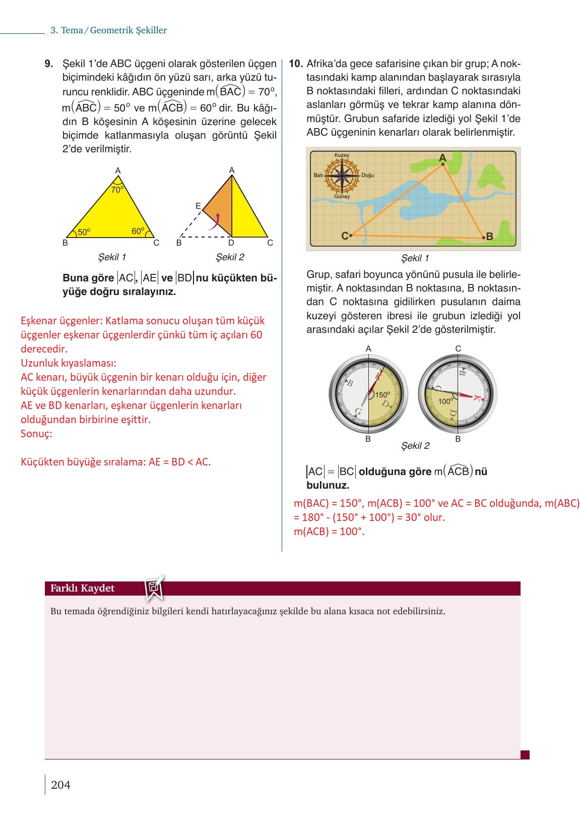 9. Sınıf Meb Yayınları Matematik Ders Kitabı 1. Kitap Sayfa 204 Cevapları