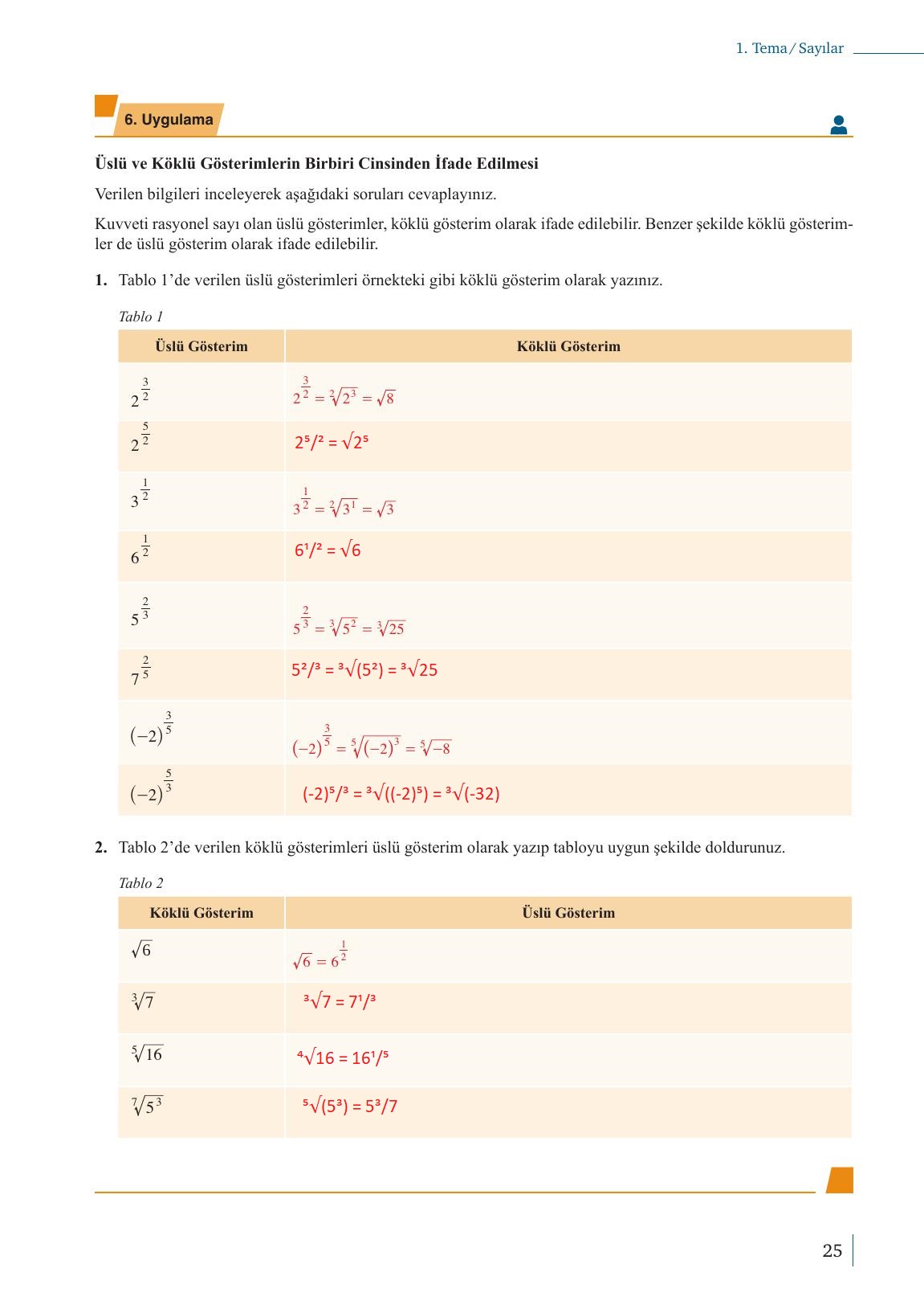 9. Sınıf Meb Yayınları Matematik Ders Kitabı 1. Kitap Sayfa 25 Cevapları