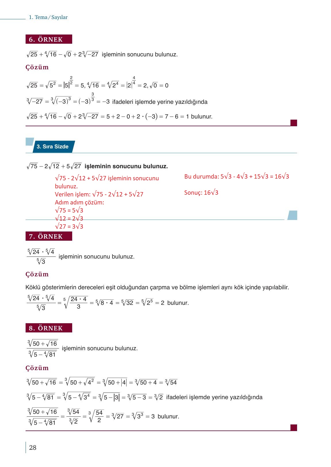 9. Sınıf Meb Yayınları Matematik Ders Kitabı 1. Kitap Sayfa 28 Cevapları