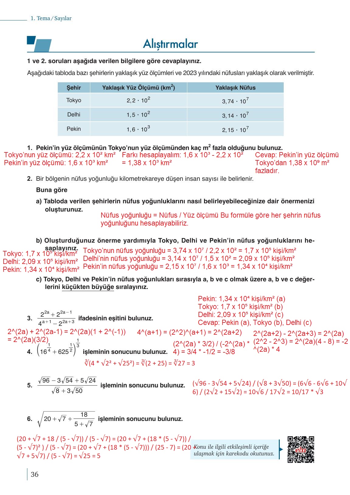 9. Sınıf Meb Yayınları Matematik Ders Kitabı 1. Kitap Sayfa 36 Cevapları