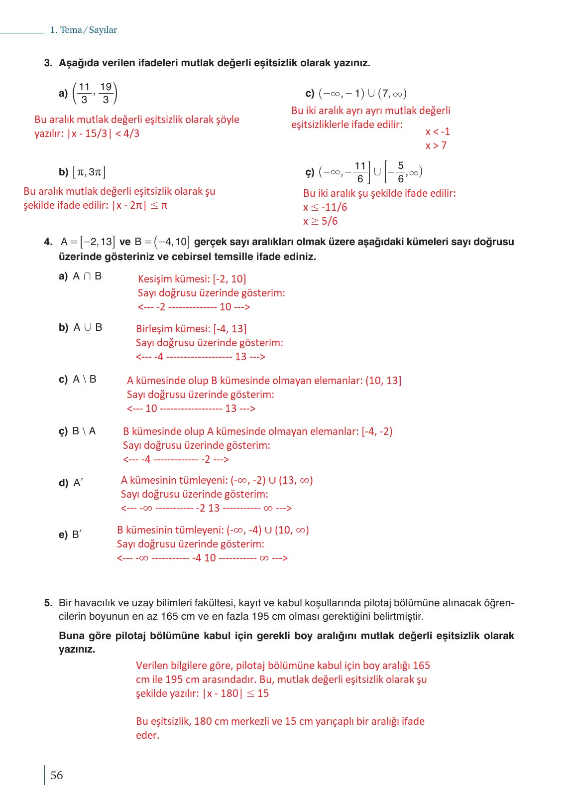 9. Sınıf Meb Yayınları Matematik Ders Kitabı 1. Kitap Sayfa 56 Cevapları