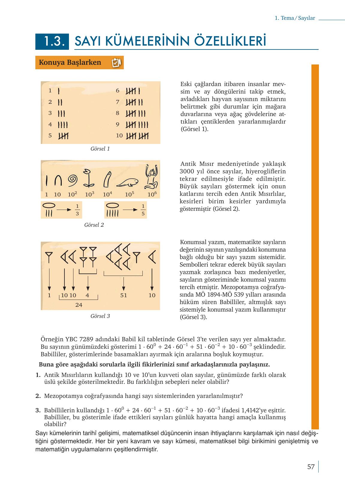 9. Sınıf Meb Yayınları Matematik Ders Kitabı 1. Kitap Sayfa 57 Cevapları
