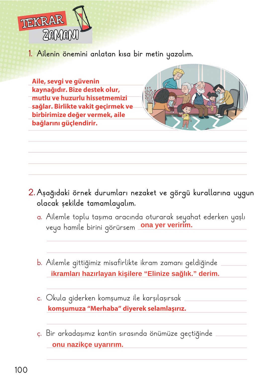 2. Sınıf Hayat Bilgisi 1. Kitap Meb Yayınları Ders Kitabı Sayfa 101 Cevapları