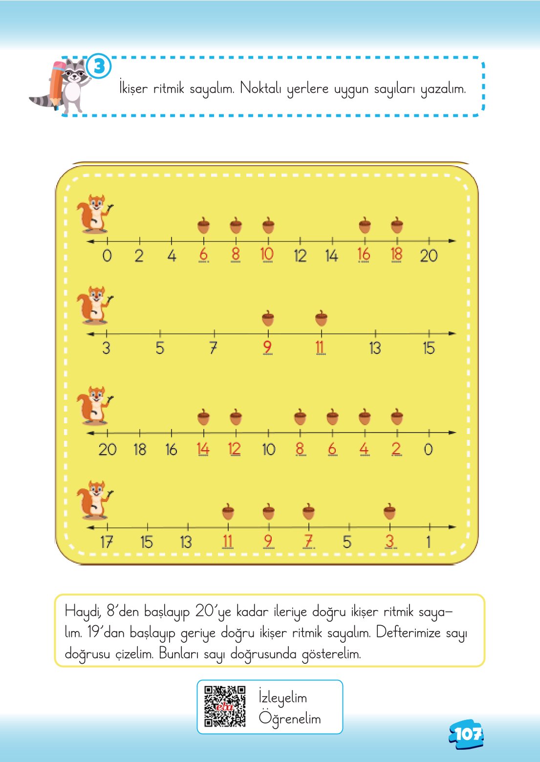 2. Sınıf Matematik 1. Kitap Meb Yayınları Ders Kitabı Sayfa 107 Cevapları