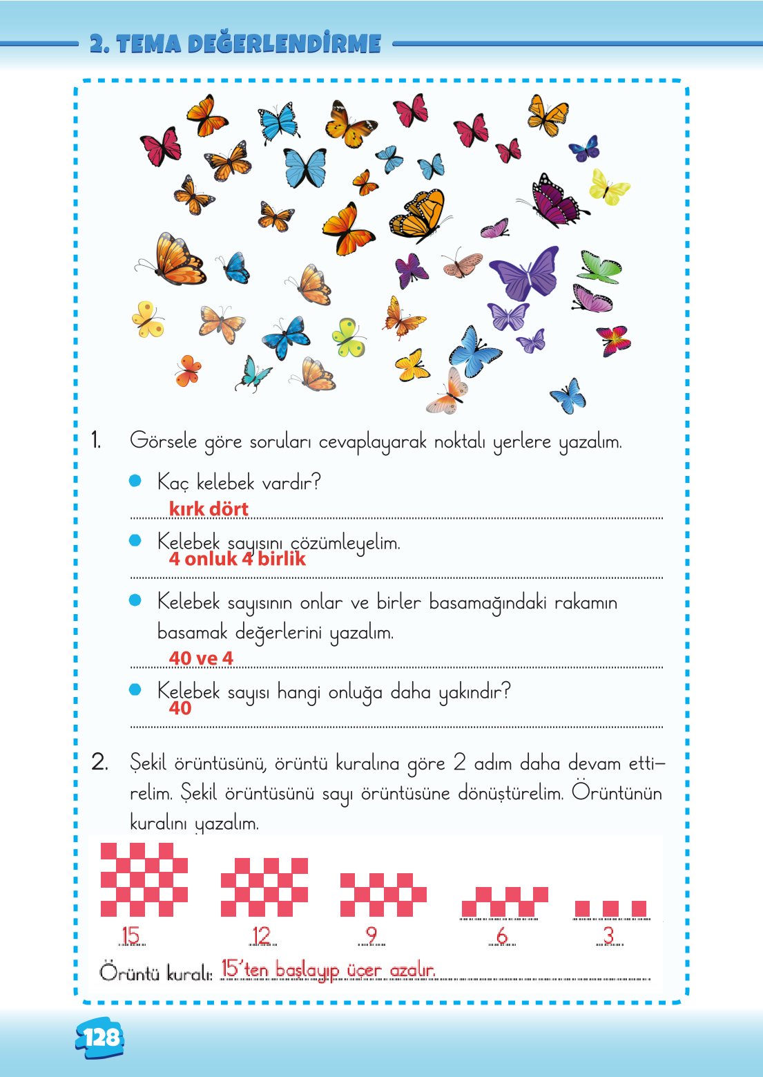 2. Sınıf Matematik 1. Kitap Meb Yayınları Ders Kitabı Sayfa 128 Cevapları