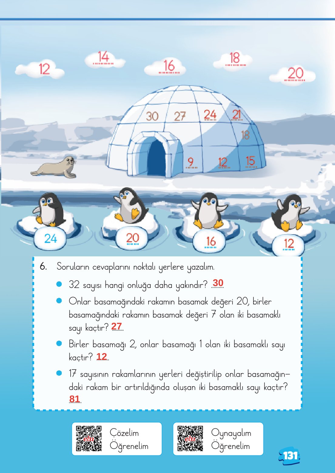 2. Sınıf Matematik 1. Kitap Meb Yayınları Ders Kitabı Sayfa 131 Cevapları