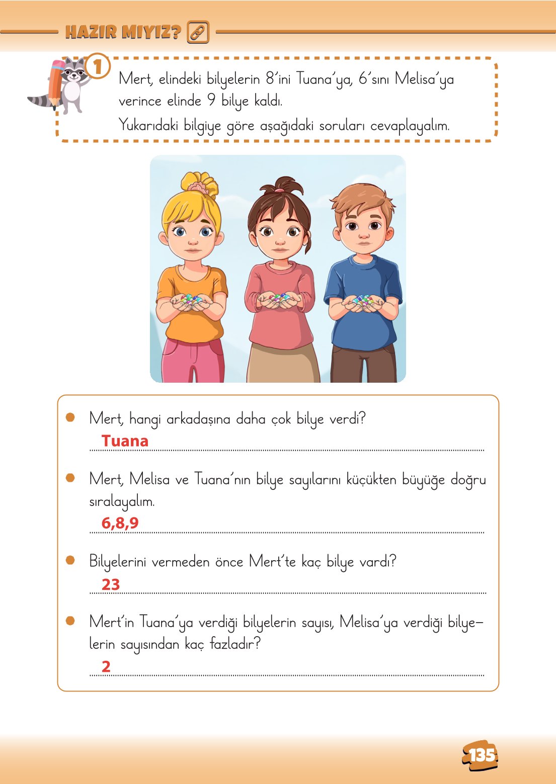 2. Sınıf Matematik 1. Kitap Meb Yayınları Ders Kitabı Sayfa 135 Cevapları