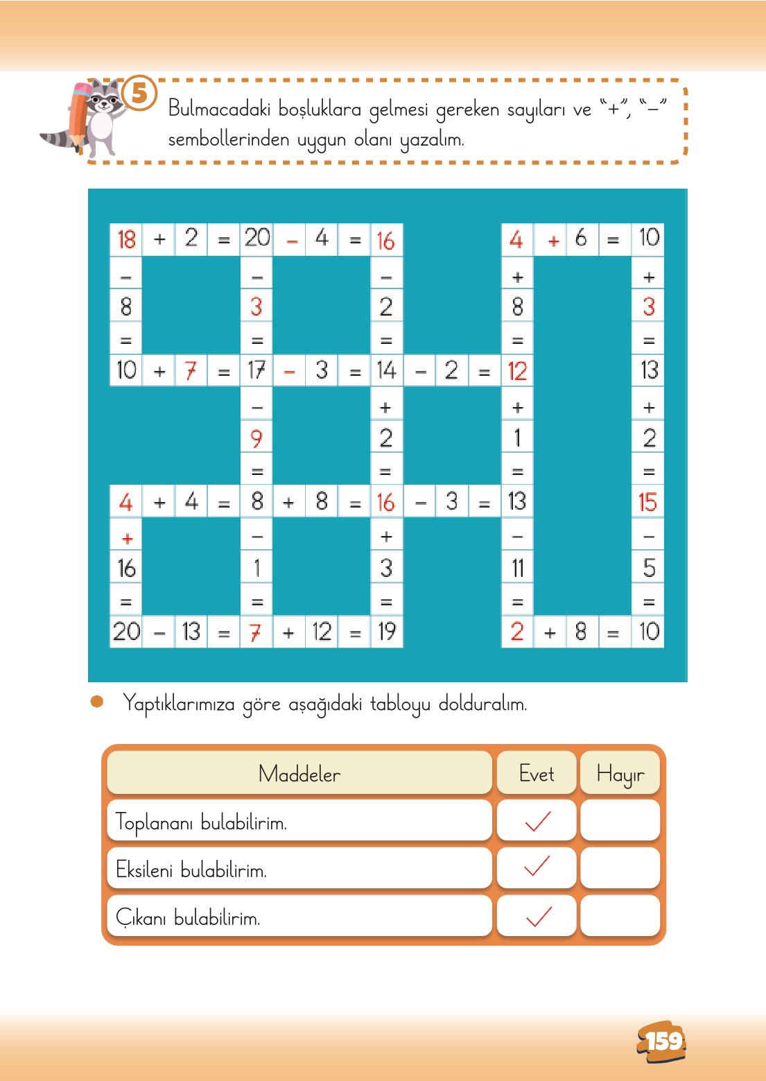 2. Sınıf Matematik 1. Kitap Meb Yayınları Ders Kitabı Sayfa 159 Cevapları
