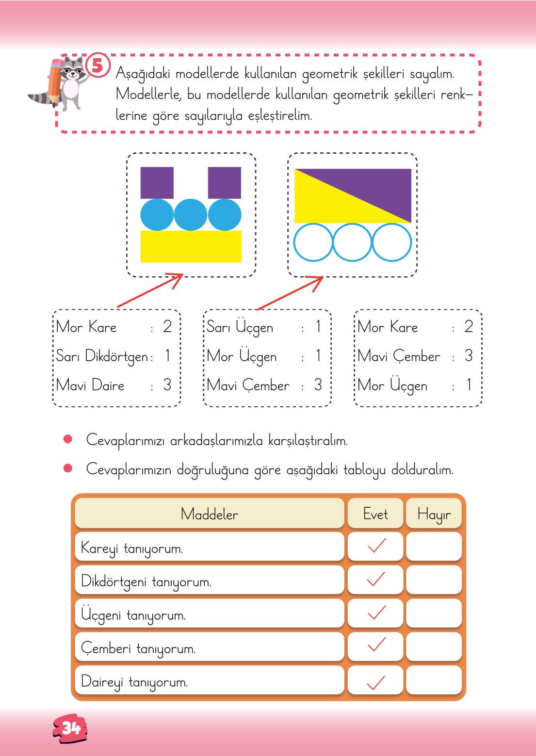 2. Sınıf Matematik 1. Kitap Meb Yayınları Ders Kitabı Sayfa 34 Cevapları