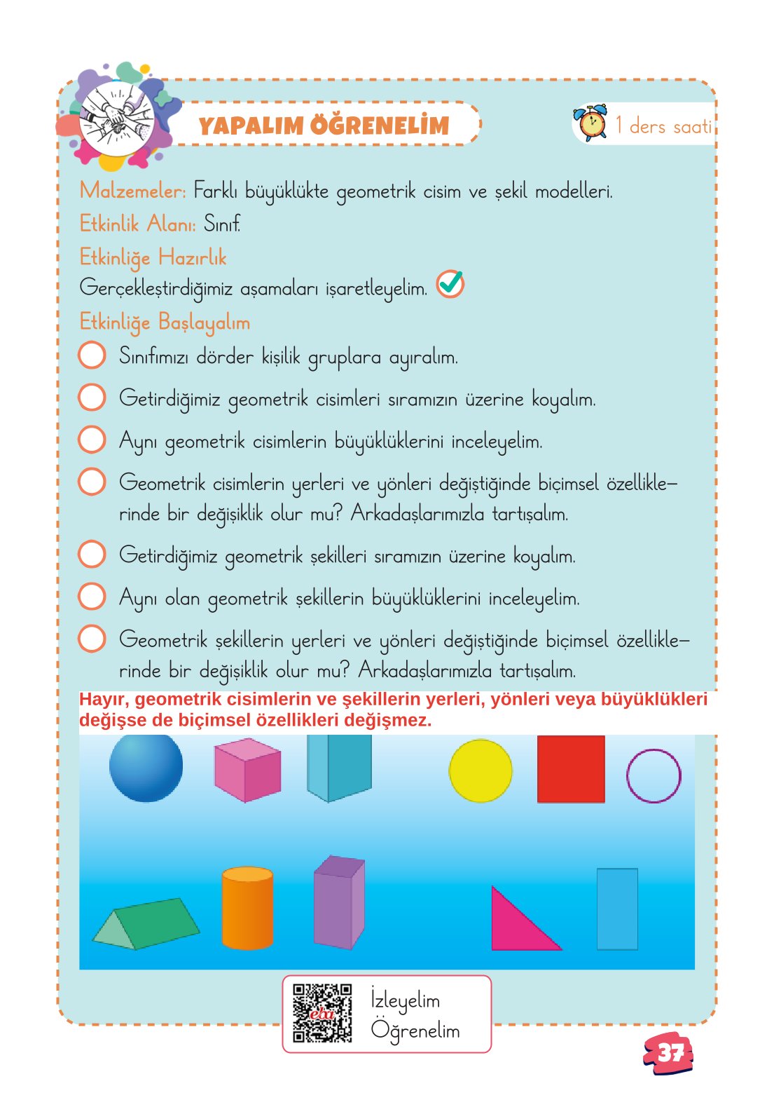 2. Sınıf Matematik 1. Kitap Meb Yayınları Ders Kitabı Sayfa 37 Cevapları