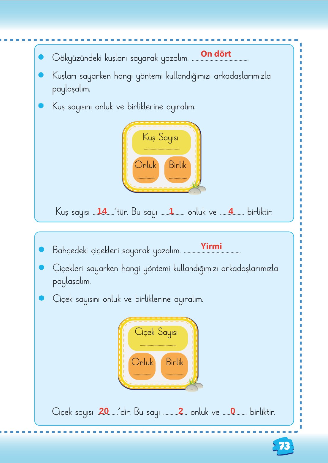 2. Sınıf Matematik 1. Kitap Meb Yayınları Ders Kitabı Sayfa 73 Cevapları