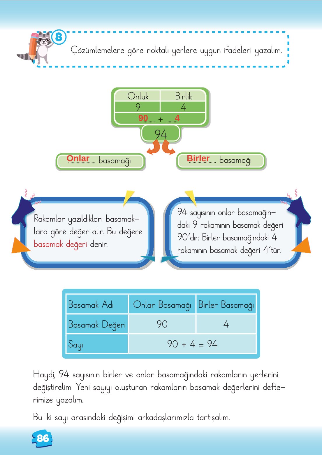 2. Sınıf Matematik 1. Kitap Meb Yayınları Ders Kitabı Sayfa 86 Cevapları