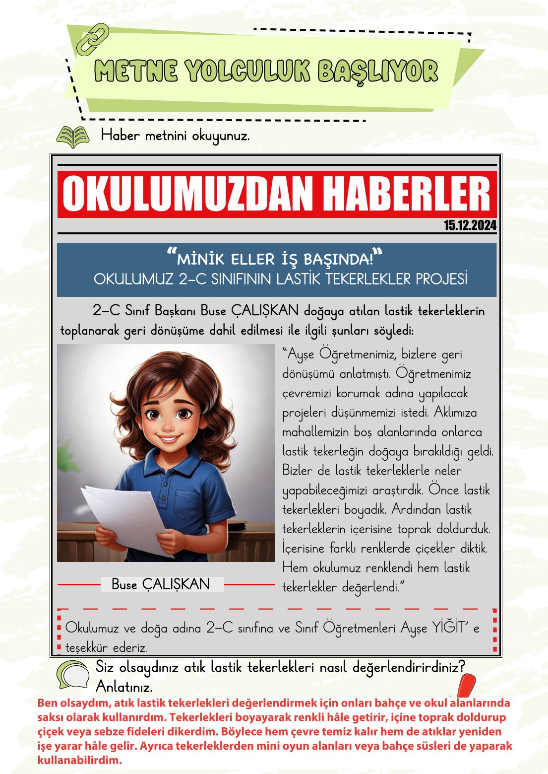 2. Sınıf Türkçe 1. Kitap Meb Yayınları Ders Kitabı Sayfa 111 Cevapları