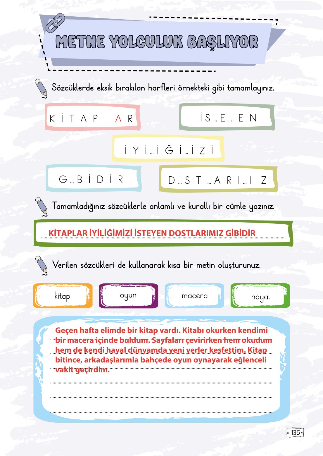 2. Sınıf Türkçe 1. Kitap Meb Yayınları Ders Kitabı Sayfa 135 Cevapları 2. Sınıf Türkçe 1. Kitap Meb Yayınları Ders Kitabı Sayfa 135 Cevapları