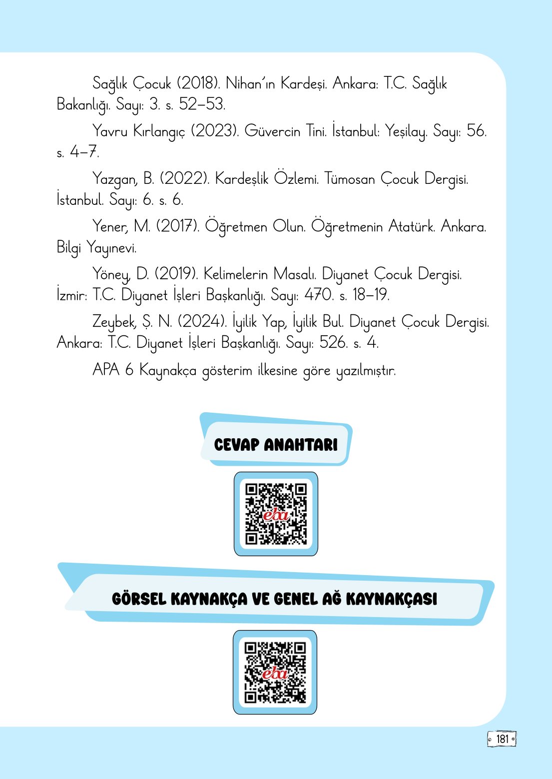 2. Sınıf Türkçe 1. Kitap Meb Yayınları Ders Kitabı Sayfa 181 Cevapları