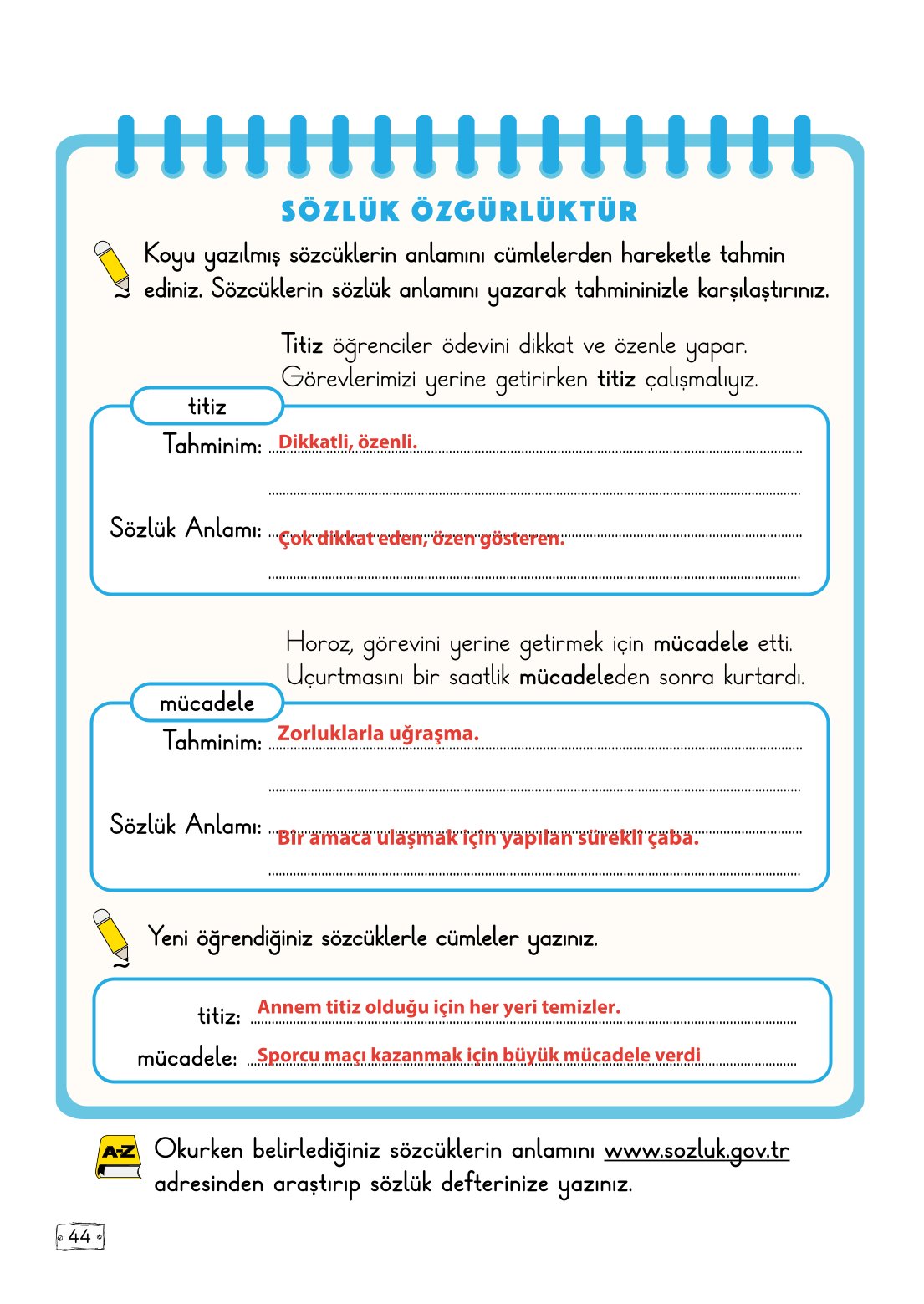 2. Sınıf Türkçe 1. Kitap Meb Yayınları Ders Kitabı Sayfa 44 Cevapları 2. Sınıf Türkçe 1. Kitap Meb Yayınları Ders Kitabı Sayfa 44 Cevapları