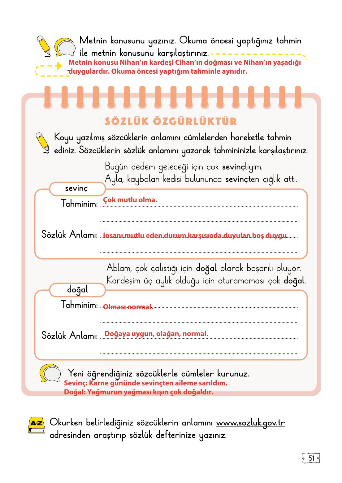 2. Sınıf Türkçe 1. Kitap Meb Yayınları Ders Kitabı Sayfa 51 Cevapları 2. Sınıf Türkçe 1. Kitap Meb Yayınları Ders Kitabı Sayfa 51 Cevapları