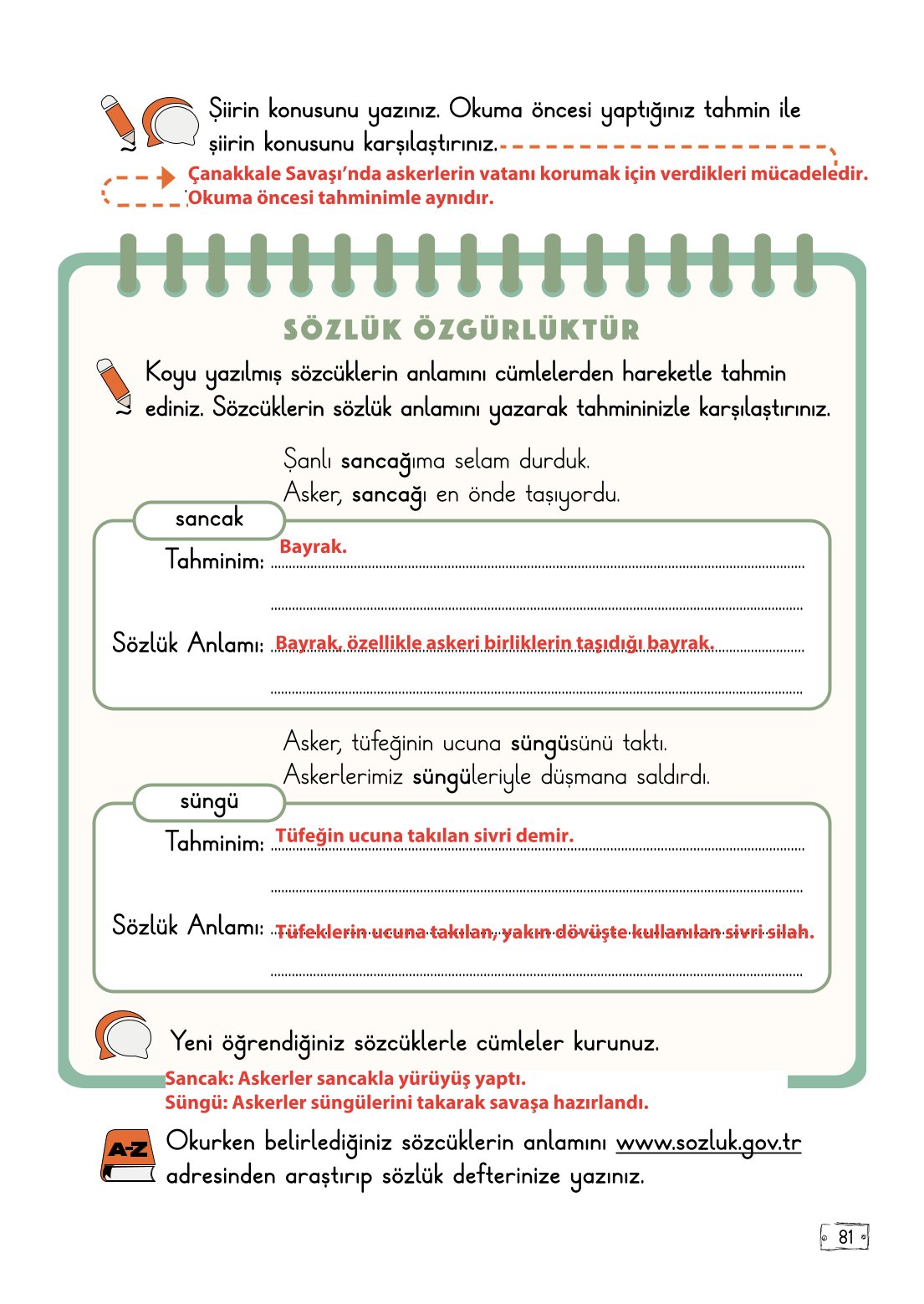 2. Sınıf Türkçe 1. Kitap Meb Yayınları Ders Kitabı Sayfa 81 Cevapları 2. Sınıf Türkçe 1. Kitap Meb Yayınları Ders Kitabı Sayfa 81 Cevapları