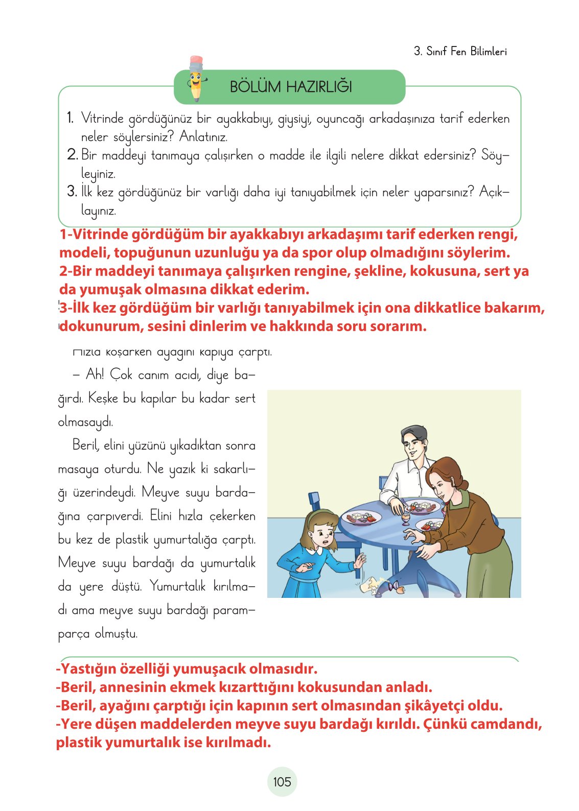 3. Sınıf Fen Bilimleri Cem Yayınları Ders Kitabı Sayfa 105 Cevapları