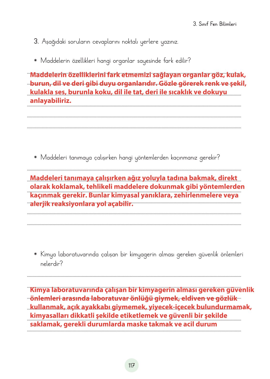 3. Sınıf Fen Bilimleri Cem Yayınları Ders Kitabı Sayfa 117 Cevapları