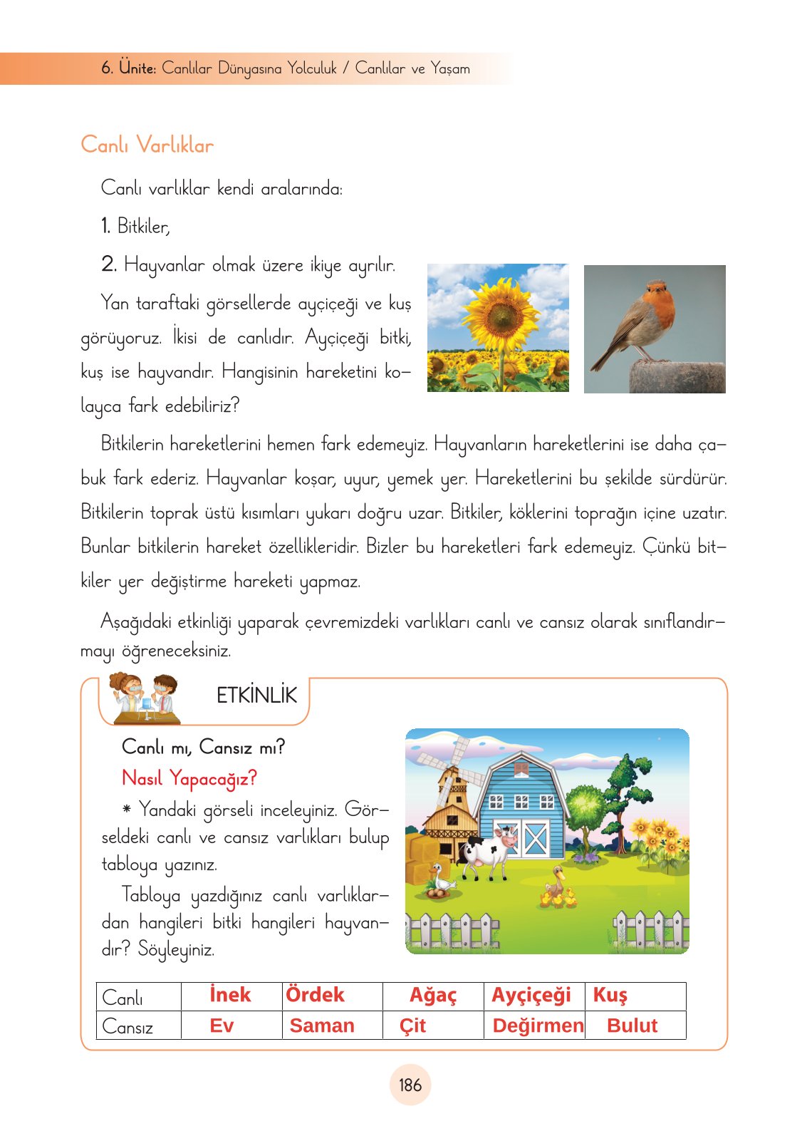 3. Sınıf Fen Bilimleri Cem Yayınları Ders Kitabı Sayfa 186 Cevapları