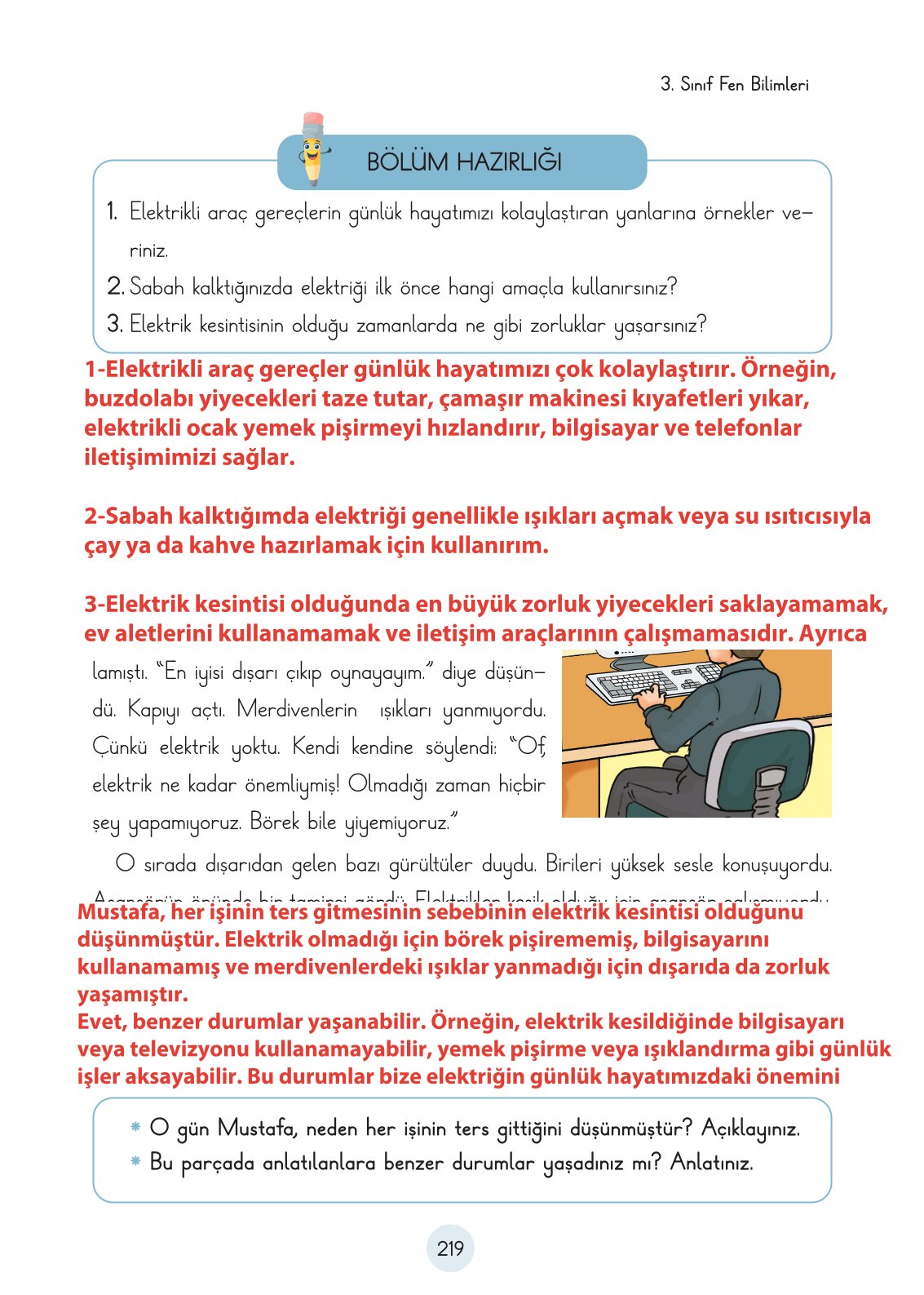 3. Sınıf Fen Bilimleri Cem Yayınları Ders Kitabı Sayfa 219 Cevapları