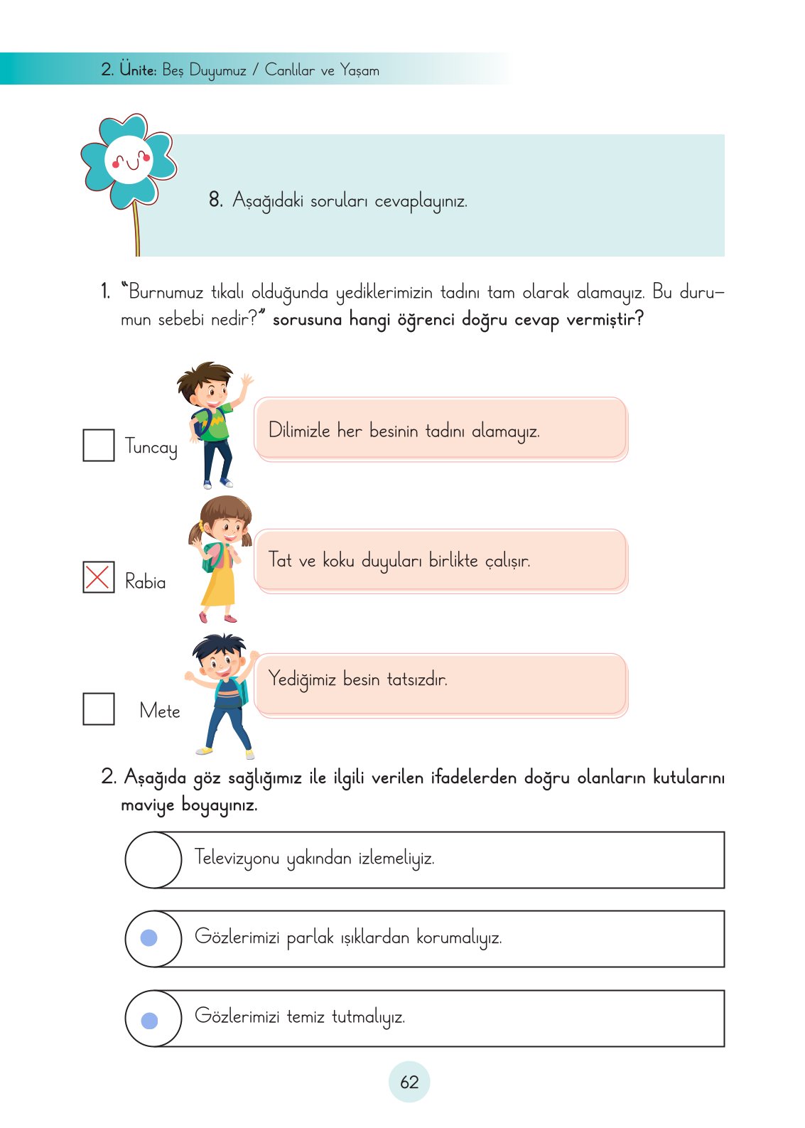 3. Sınıf Fen Bilimleri Cem Yayınları Ders Kitabı Sayfa 62 Cevapları 3. Sınıf Fen Bilimleri Cem Yayınları Ders Kitabı Sayfa 62 Cevapları