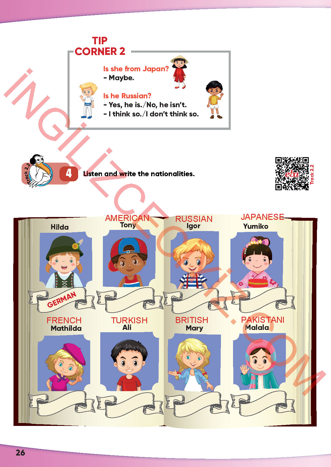 4. Sınıf İngilizce Meb Yayınları Kitabı Sayfa 26 Cevapları