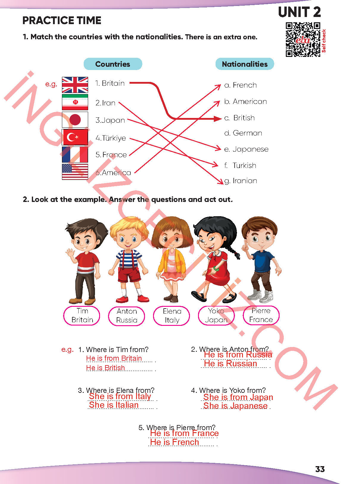 4. Sınıf İngilizce Meb Yayınları Kitabı Sayfa 33 Cevapları