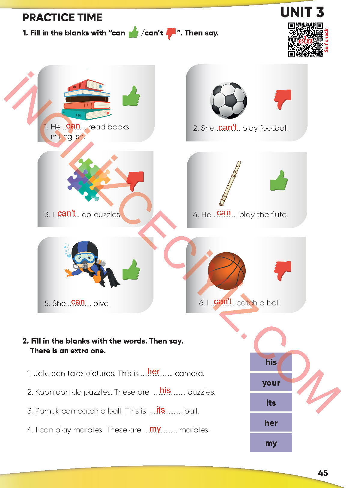 4. Sınıf İngilizce Meb Yayınları Kitabı Sayfa 45 Cevapları