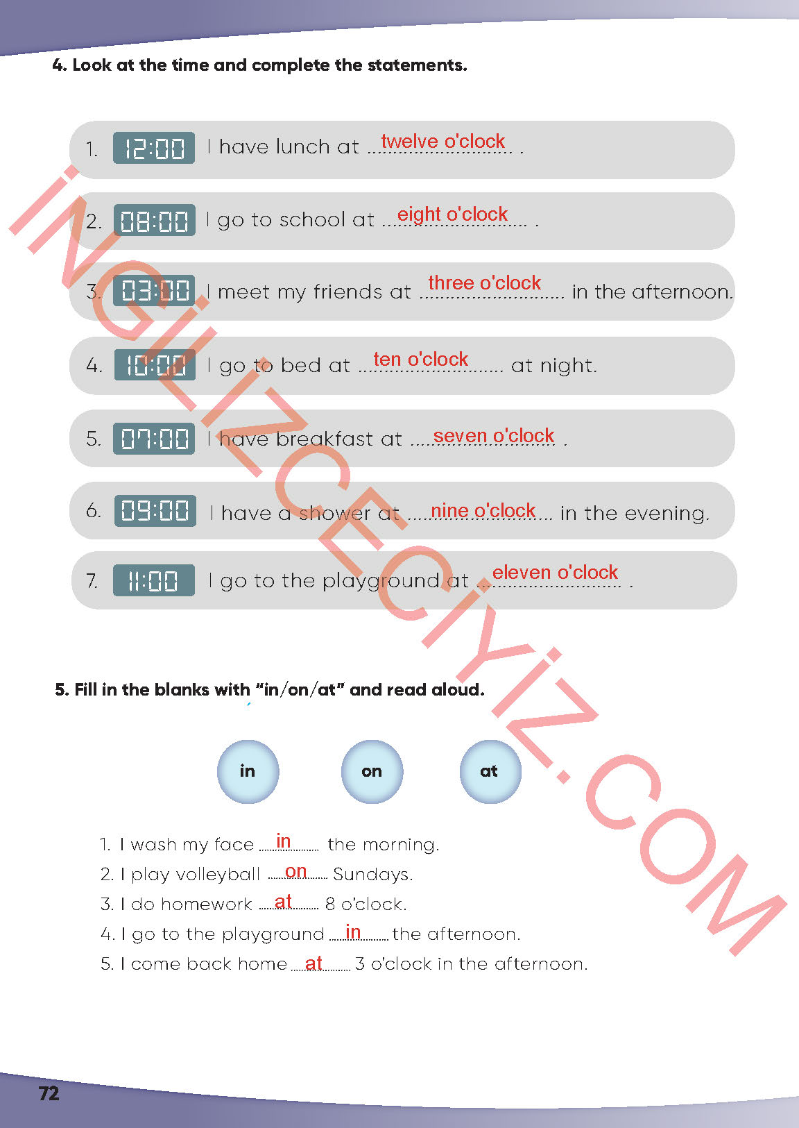 4. Sınıf İngilizce Meb Yayınları Kitabı Sayfa 72 Cevapları