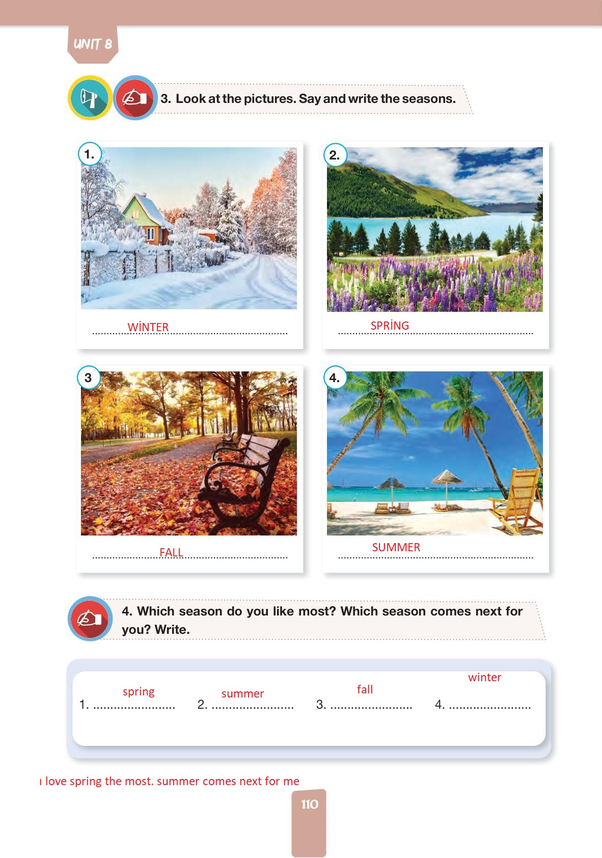 4. Sınıf İngilizce Pasifik Yayınları Kitabı Sayfa 110 Cevapları